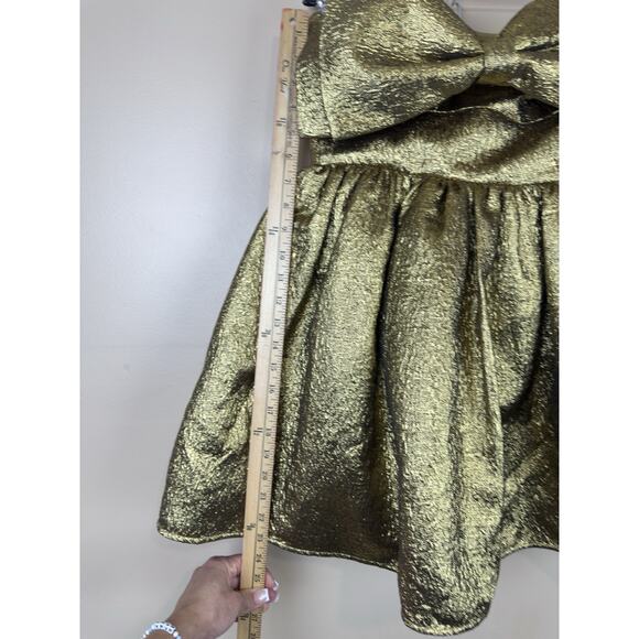 Self-Portrait Gold Metallic Jacquard Mini Dress Cocktail Formal Holiday Size 6 - Picture 11 of 16
